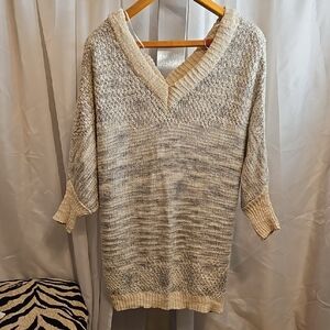 American Rag V-Neck Sweater in Cream and Gray